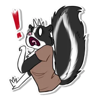 😱 8ed6e4ca 스컹크, 만화, 동물, 놀람, 외침 telegram sticker