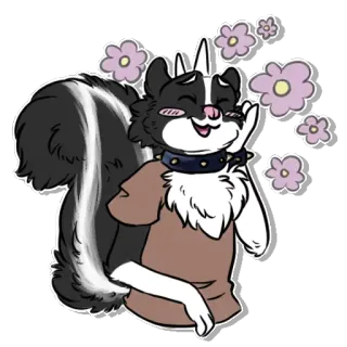 😚 a9a7efdc 스컹크, 꽃, 만화, 동물, 귀여운, 행복한 telegram sticker