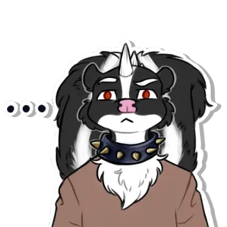 😐 bdec2af9 ... 스컹크, 퍼리, 유니콘, 목걸이, 스파이크, 표정 telegram sticker