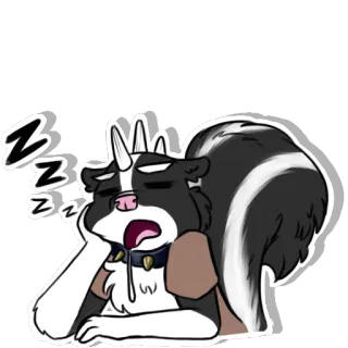 😪 e3e7b67e ZZZ 스컹크, 자는, 만화, 동물, 지친, 피곤한 telegram sticker