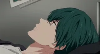 ▪️ 8d13ed28 アニメ, 男の子, 男性, 横たわる, 緑髪 telegram sticker