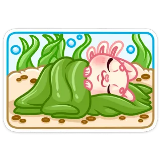 😴 9703bfe5 Dessin animé, Animal, Sommeil, Mignon, Aquarium, Algue telegram sticker