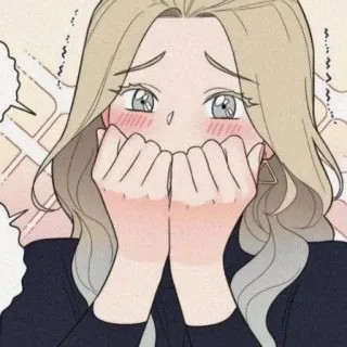 😚 9d6a84f1 rougissant, mignon, animé, fille, gêné, kawaii, femme whatsapp sticker