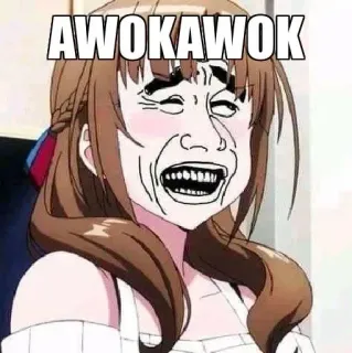 😂 02adfa78 AWOKAWOK meme, grappig, anime, cartoon, uitdrukking, humor, gelach telegram sticker