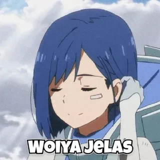 😎 3c366adb WOIYA JELAS anime, blauw haar, meisje, woiya jelas, sticker telegram sticker