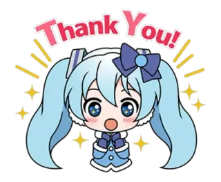 🤗 5ffb2540 Thank You! bedankt, dankbaarheid, anime, cartoon, glitter, schattig, meisje telegram sticker