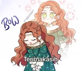🤗 b678a703 Terimakasih bedankt, cartoon, schattig, meisje, buigen, vrouwelijk, groet telegram sticker