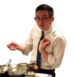 🙄 5936d5e2 pria, memasak, makanan, orang, dalam ruangan telegram sticker