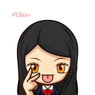 😝 406c1b3a 애니메이션, 소녀, 평화 기호, 혀 whatsapp sticker
