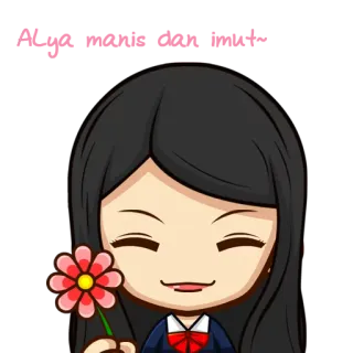 🌸 9d05c30e 애니메이션 소녀, 꽃, 만화, 귀여운, 행복한 whatsapp sticker