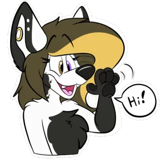 👋 b1648632 Hi! Фурри, Приветствие, Привет, Животное, Мультик, Дружелюбный, Машет рукой telegram sticker