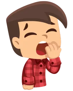 🙄 6d88e995 sbadiglio, stanco, assonnato, annoiato, cartone animato, ragazzo, flanella telegram sticker