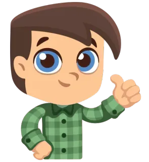 😌 87ab84c0 ragazzo, cartone animato, pollice in su, positivo, verde, a quadri, bambino telegram sticker