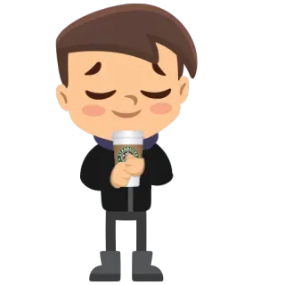 😇 88cc3a67 ragazzo, caffè, Starbucks, bevanda, cartone animato, carino telegram sticker