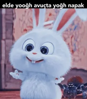 😁 872479cc elde yooğh avuçta yoğh napak кролик, белый кролик, мультфильм, милый, животное, паук telegram sticker