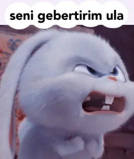 🔪 a3f26425 Snowball The Secret Life of Pets seni gebertirim ula кролик, кролик, злой, угрожающий, мультик, белый, анимация telegram sticker