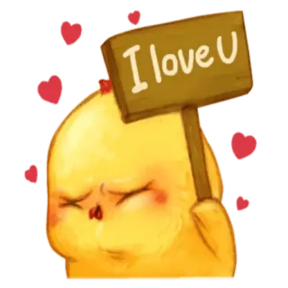 🐥 1cd20a5b I love U chick, I love you, bird, cute, hearts, sign whatsapp sticker