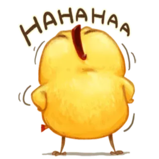 🐥 6b38ca8a HAHAHA chick, chicken, animal, cartoon, happy, laughing, funny whatsapp sticker