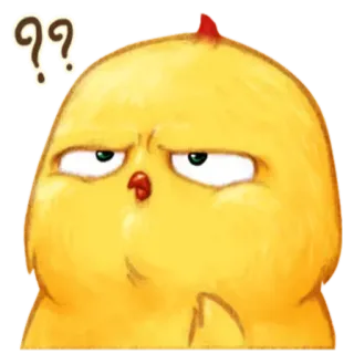 🐥 9306d133 ?? chicken, bird, animal, emoji, question marks, cute, confused, cartoon whatsapp sticker