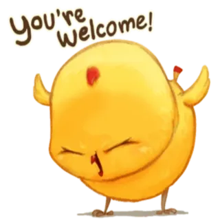 🐥 975c0957 You're welcome! cute, chick, chicken, bird, yellow, welcome, polite, thank you whatsapp sticker