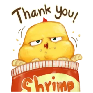 🐥 a9b2f36d Thank you! thank you, cute, chicken, shrimp, snack, food whatsapp sticker