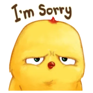 🐥 e279154a I'm Sorry apology, sorry, chicken, cute, cartoon, sad, regret, forgiveness whatsapp sticker