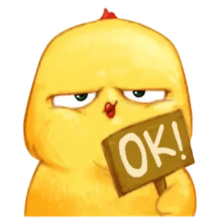 🐥 f1102c15 OK! chicken, OK, approval, cute, cartoon, bird, animal whatsapp sticker