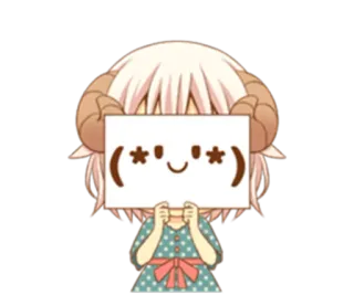 😕 1b945175 (* ﾟ◡ﾟ*) Anime, Kawaii, Emoji, Imut, Tanduk domba, Ekspresi, Seni digital telegram sticker