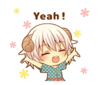 ☺️ 27553658 Yeah! Anime, Chibi, Imut, Senang, Perayaan telegram sticker