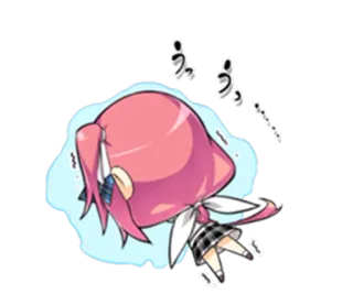 😭 48d43331 ううっ gadis anime, menangis, malu, chibi, rambut merah muda, imut, kawaii telegram sticker