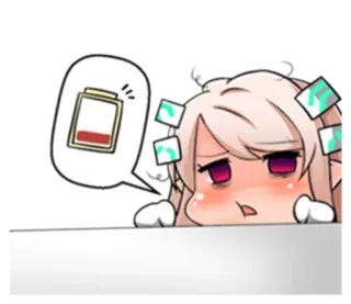 🔋 75070ede anime, kelelahan, baterai lemah, imut, chibi, lelah telegram sticker