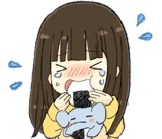 😝 fcca8fbb anime, menangis, emosional, makanan, onigiri, kawaii, imut telegram sticker