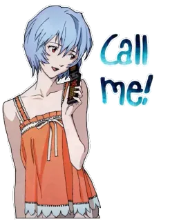 📱 042b607c Rei Ayanami Neon Genesis Evangelion Call me! 애니메이션, 나에게 전화해, 아야나미 레이, 신세기 에반게리온, 캐릭터, 전화, 아트워크 telegram sticker