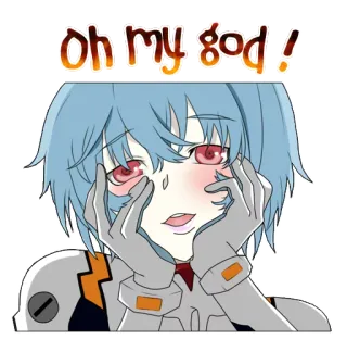 😱 04ffeaf6 Rei Ayanami Evangelion Oh my god! 애니메이션, 스티커, 아야나미 레이, 에반게리온, 여자, 충격, 맙소사 telegram sticker