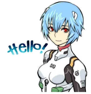👋 527b1573 Rei Ayanami Neon Genesis Evangelion Hello! 애니메이션, 만화, 아야나미 레이, 안녕하세요, 신세기 에반게리온, 에바, 캐릭터 telegram sticker