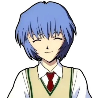 😌 4096a3e7 Rei Ayanami Neon Genesis Evangelion Anime, Charakter, Rei Ayanami, Evangelion, Schuluniform whatsapp sticker