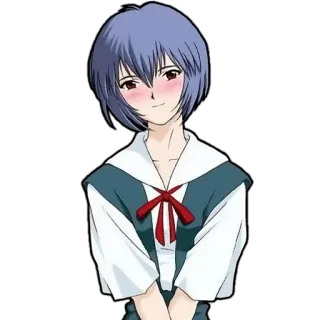 ☺️ 46891a64 Rei Ayanami Neon Genesis Evangelion Anime, Mädchen, Schuluniform, Manga, Rei Ayanami, Evangelion whatsapp sticker