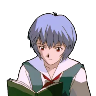 📚 7e84abbf Rei Ayanami Neon Genesis Evangelion Anime, Rei Ayanami, Schulmädchen, Lesen, Eva, Evangelion whatsapp sticker