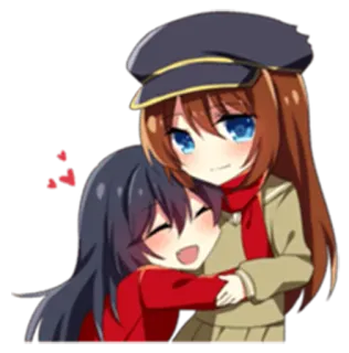 😍 5b758cea 애니메이션, 만화, 캐릭터, 여자, 카와이, 귀여운, 포옹, 우정 telegram sticker