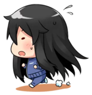 😲 7e79a2e0 치비, 애니메이션, 달리기, 땀, 만화, 서두르는 telegram sticker