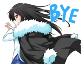 😎 9a1c7e29 BYE 애니메이션 소녀, 안녕, 손 흔들기, 작별, 인사 telegram sticker