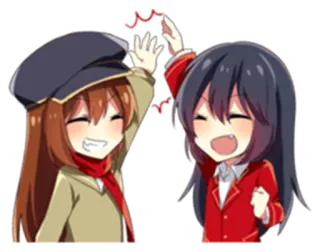 😎 9c93446d 애니메이션, 만화, 우정, 하이파이브, 행복, 귀여운 telegram sticker