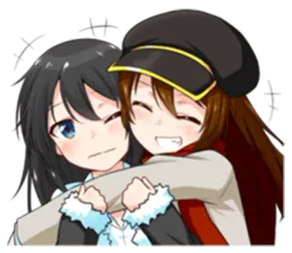 🤗 b917d63b 애니메이션 소녀, 친구, 포옹, 행복한, 만화, 우정 telegram sticker