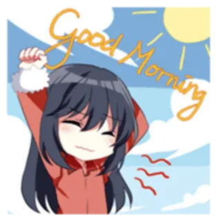 ☀ bd82cd40 Good Morning 좋은 아침, 애니메이션, 소녀, 만화, 귀여운 telegram sticker
