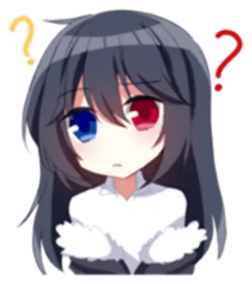 🤔 d9eb45c3 애니메이션 여자, 만화, 물음표, 혼란스러움, SD 캐릭터, 귀여운 telegram sticker