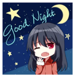 🌙 fbae6666 Good Night 잘 자, 애니메이션, 달, 별, 밤, 인사 telegram sticker