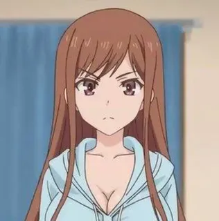 😠 bb0e202d anime, ragazza, capelli castani, seria, arrabbiata whatsapp sticker