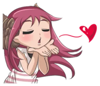 😘 060faffb アニメ, 女の子, ハート, キス, 可愛い, 漫画, 愛 telegram sticker