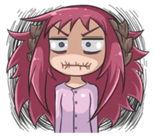 😐 0a81ba7a 漫画, アニメ, 縫い閉じられた口, 無口 telegram sticker