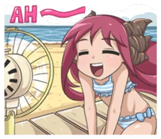 😄 14038903 AH アニメ, ビーチ, 可愛い, 女の子, 夏, ファン, 楽しい telegram sticker